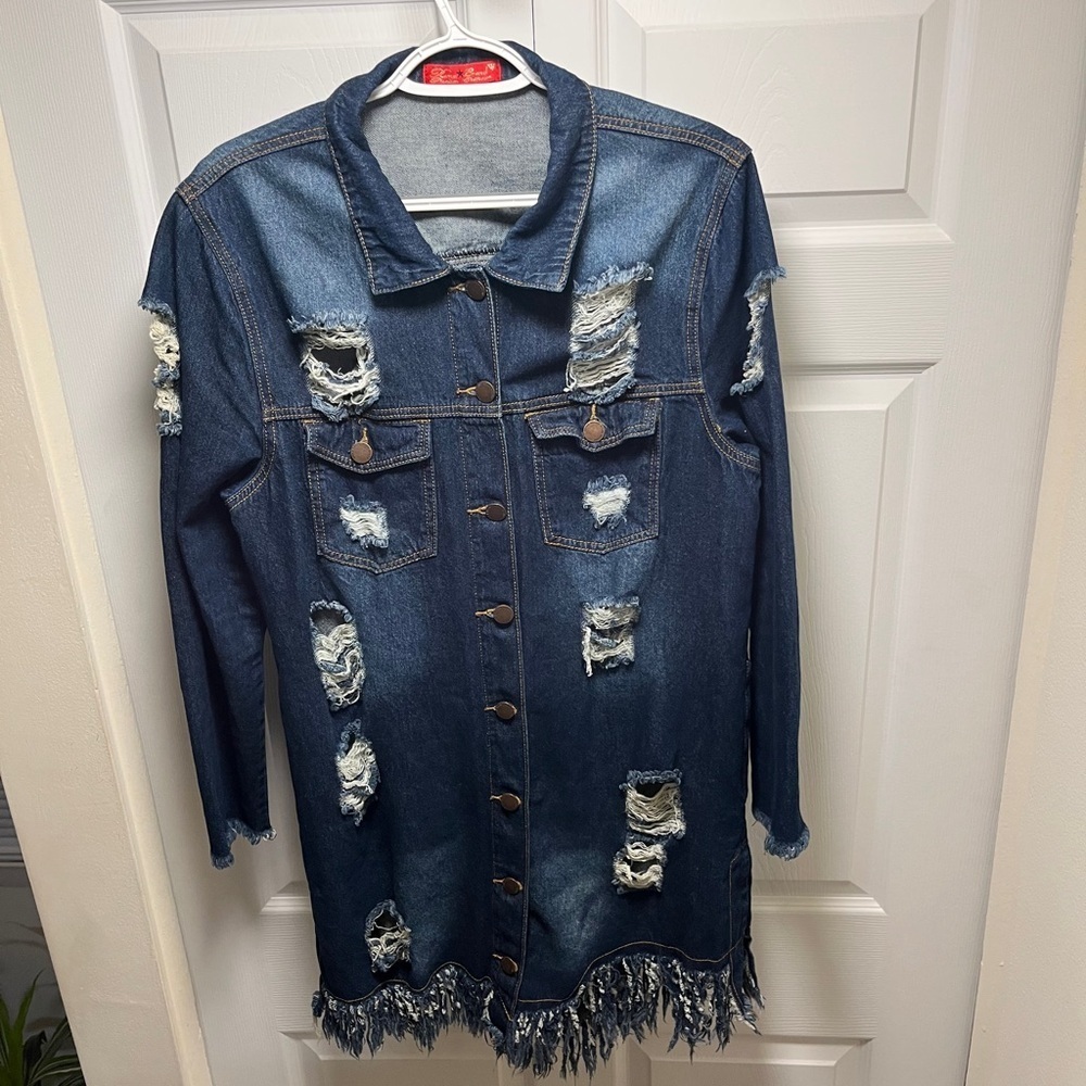 Roma Blue Distressed Jean Jacket